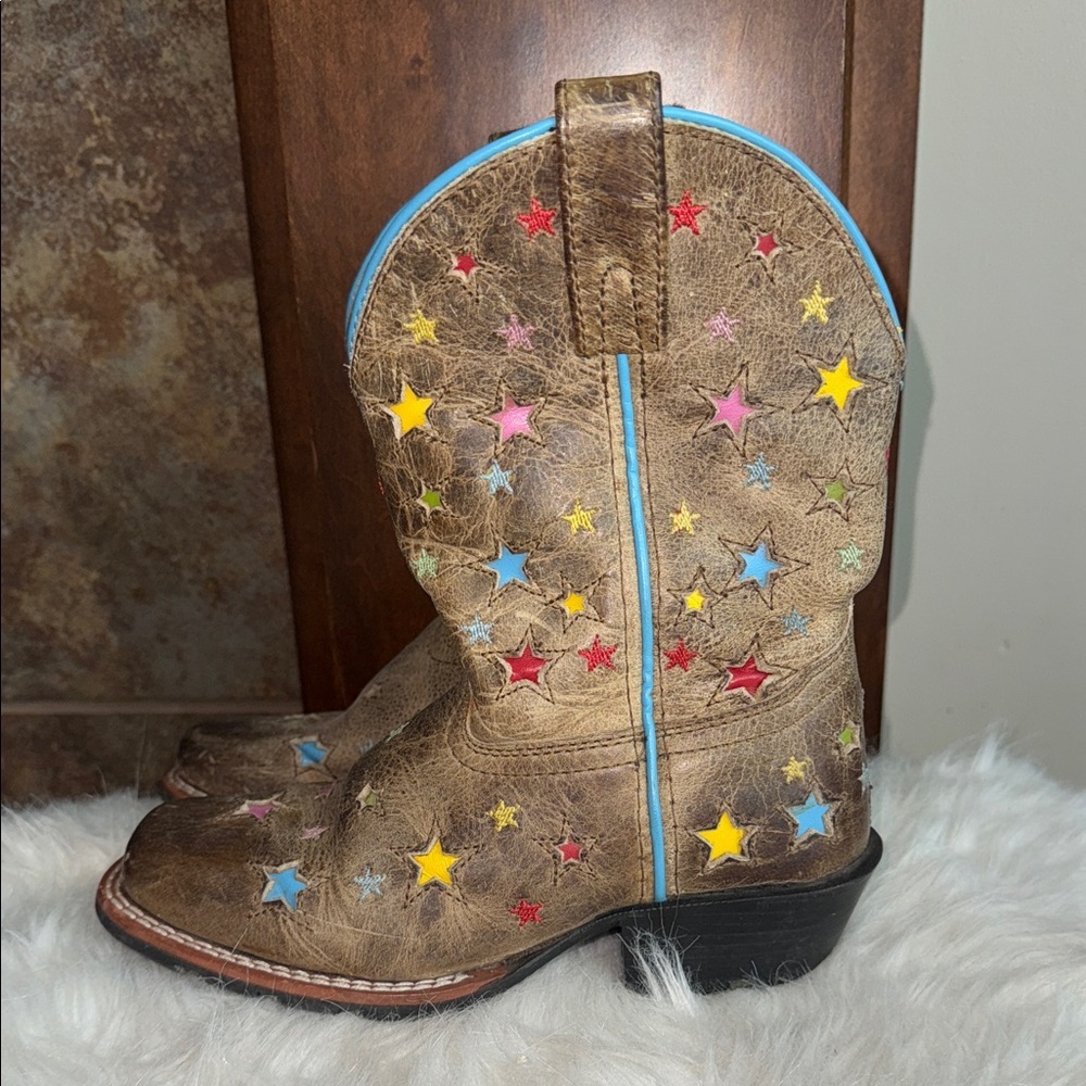 Adorable Dan Post kids boy or girl colorful star cowboy cowgirl boots size 13D